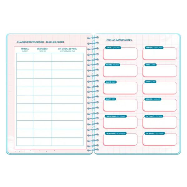 Agenda escolar A5 semana (2026-2027) - Azul corazones 426921 - 3
