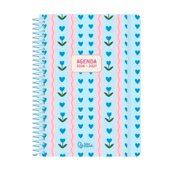 Agenda escolar A5 semana (2026-2027) - Azul corazones 426921 - 1