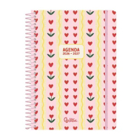 Agenda escolar A5 semana (2026-2027) - Rosa corazones 426922