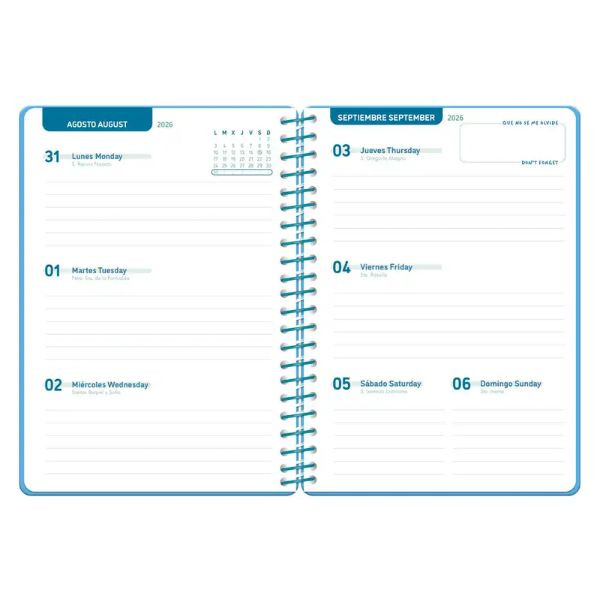 Agenda escolar A5 semana (2026- 2027) - Azul 426911 - 2