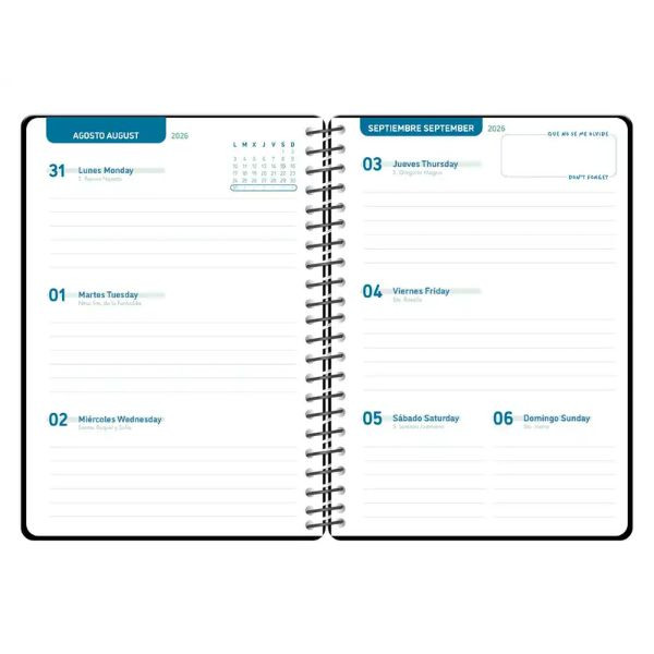 Agenda escolar A5 semana (2026- 2027) - Negro estampado 426907 - 2