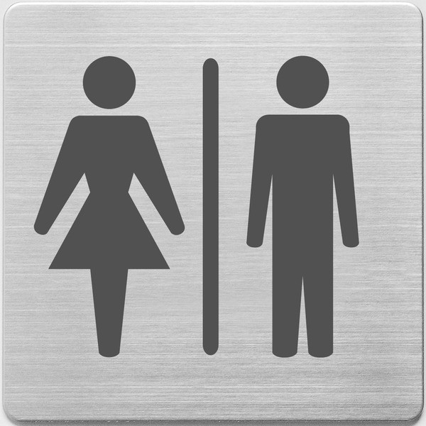 Alco Señal baño de mujeres/hombres en acero inoxidable (9 x 9 cm) AL-450-3 219063 - 1