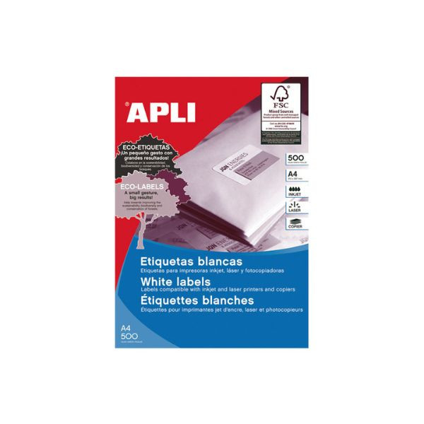 Apli Etiquetas A4 210 x 148 mm — 2 por hoja | Pack 500 hojas 427478 - 1