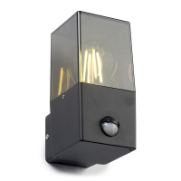 Aplique de pared Smokey cuadrado negro con sensor - 123tinta 6152-PIR LDR08513