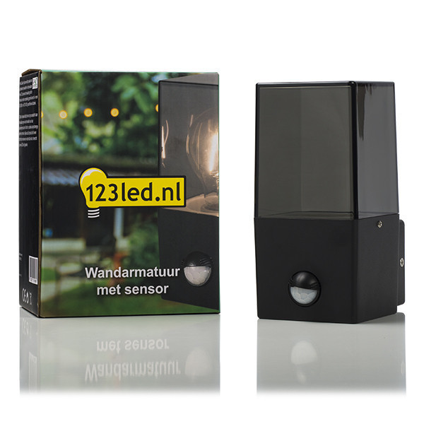 Aplique de pared Smokey cuadrado negro con sensor - 123tinta 6152-PIR LDR08513 - 2