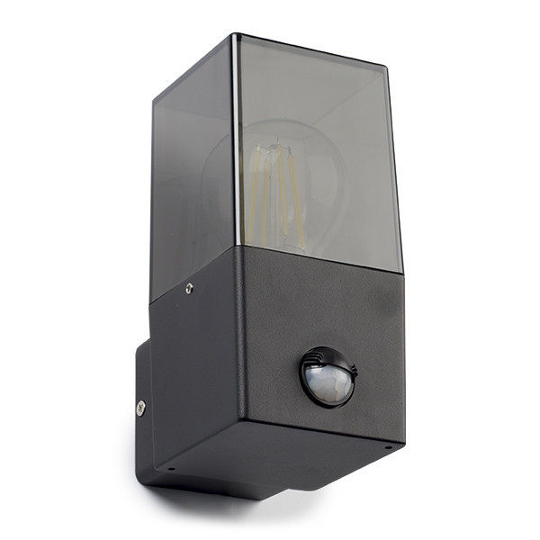 Aplique de pared Smokey cuadrado negro con sensor - 123tinta 6152-PIR LDR08513 - 3
