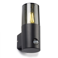 Aplique de pared Smokey negro redondo con sensor - 123tinta 6151-PIR LDR08511