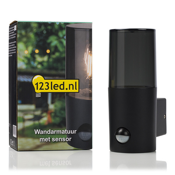 Aplique de pared Smokey negro redondo con sensor - 123tinta 6151-PIR LDR08511 - 2