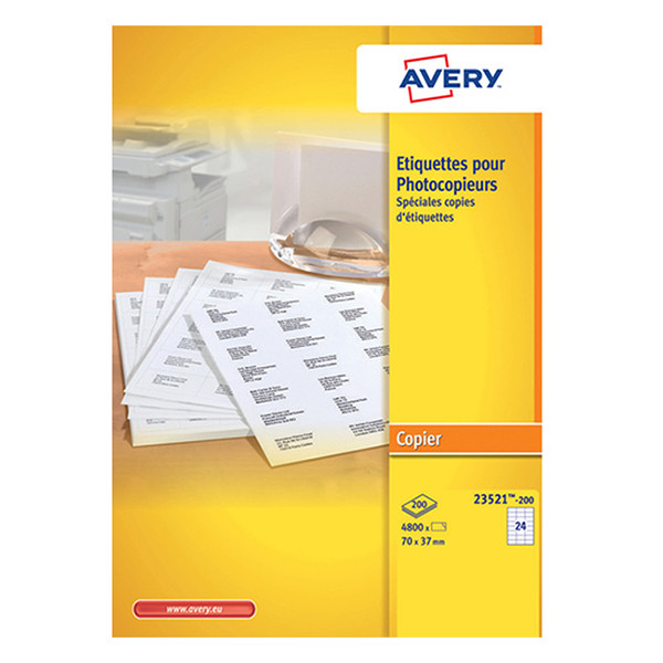 Avery 23521-200 Etiquetas de Copia A4 70 x 37 mm — 24 por hoja | Pack 200 hojas 212138 - 1