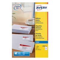 Avery J8160-25 Etiquetas de dirección A4 63,5 x 38,1 mm — 21 por hoja | Pack 25 hojas 212302
