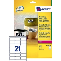 Avery L7060-20 Etiquetas resistentes a la intemperie A4 63,5 x 38,1 mm blancas (420 etiquetas) L7060-20 212424