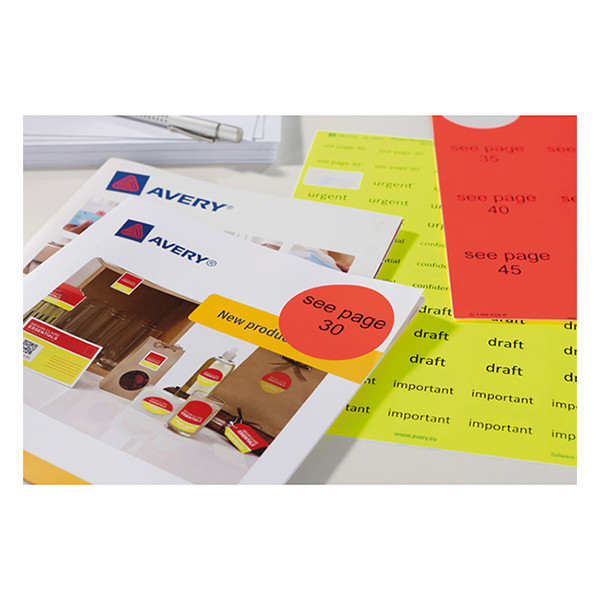 Avery L7651Y-100 Etiquetas neon A4 38,1 x 21,2 mm amarillas (6.500 etiquetas)