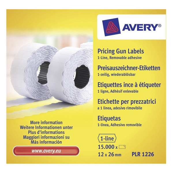 Avery PLR1226 etiquetas de precios removibles 26 x 12 mm (15.000 etiquetas) AV-PLR1226 212667 - 1