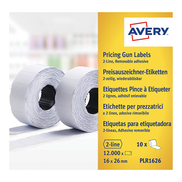 Avery PLR1626 etiquetas de precios removibles 26 x 16 mm (12.000 etiquetas) AV-PLR1626 212668 - 1