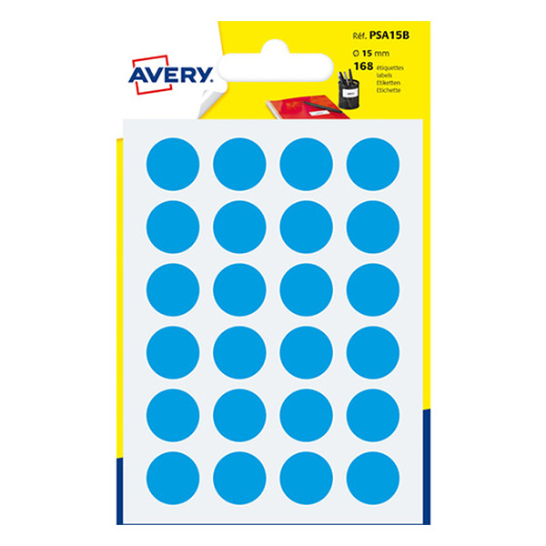 Avery PSA15B gomets de 15 mm azul (168 etiquetas) AV-PSA15B 212718 - 1