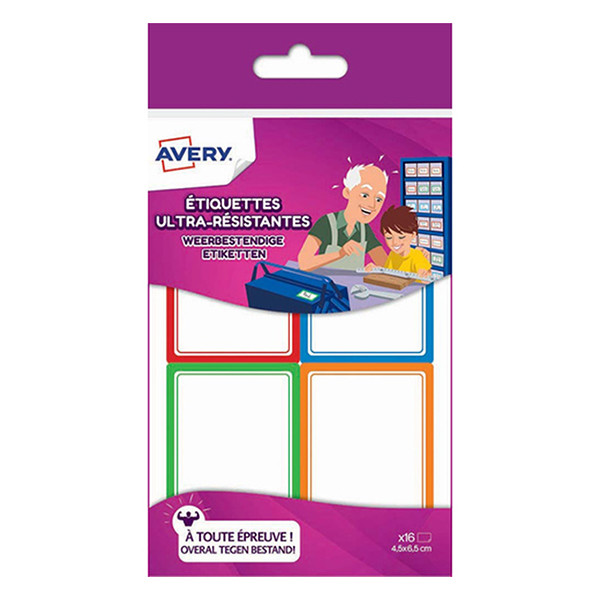 Avery RES16 Etiquetas resistentes a la intemperie 45 x 65 mm, blancas (16 etiquetas)