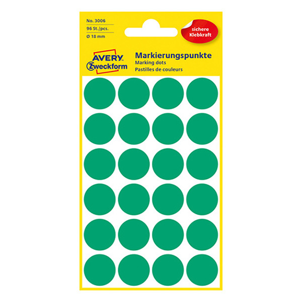 Avery Zweckform 3006 gomets de 18 mm verde (96 etiquetas) 3006 212370 - 1