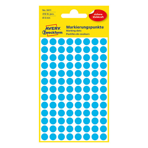 Avery Zweckform 3011 – Gomets adhesivos de marcaje redondo 8 mm azul – 416 unidades 212324 - 1