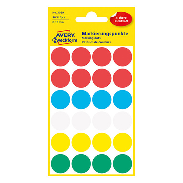 Avery Zweckform 3089 gomets de 18 mm surtidos (96 etiquetas) 3089 212388 - 1