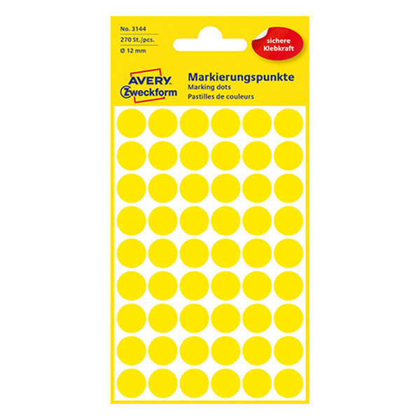 Avery Zweckform 3144 gomets de 12 mm amarillos (270 etiquetas) 3144 212348 - 1