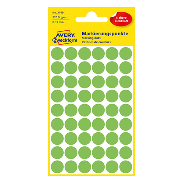 Avery Zweckform 3149 gomets de 12 mm verde claro (270 etiquetas) 3149 212356 - 1