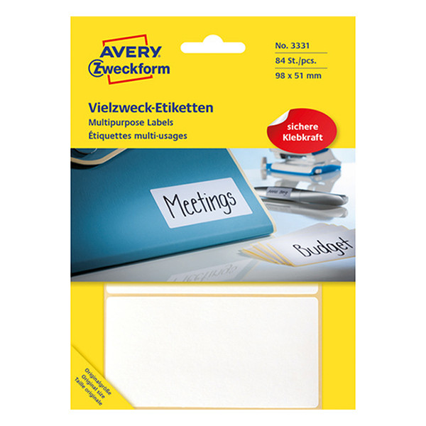Avery Zweckform 3331 Etiquetas multifuncionales 98 x 51 mm blancas (84 etiquetas)