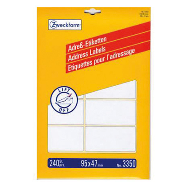Avery Zweckform 3350 Etiquetas de dirección A4 95 x 47 mm blancas (240 etiquetas)