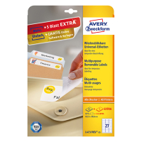 Avery Zweckform L4737-25 Etiquetas multifuncionales A4 63,5 x 29,6 mm blancas (675 etiquetas) L4737REV-25 212582