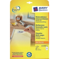 Avery Zweckform L4743-25 Etiquetas multifuncionales A4 99,1 x 42,3 mm blancas (300 etiquetas) L4743REV-25 212584