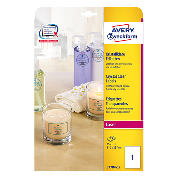 Avery Zweckform L7784-25 etiquetas transparentes A4 210 x 297 mm (25 etiquetas) L7784-25 212692 - 1