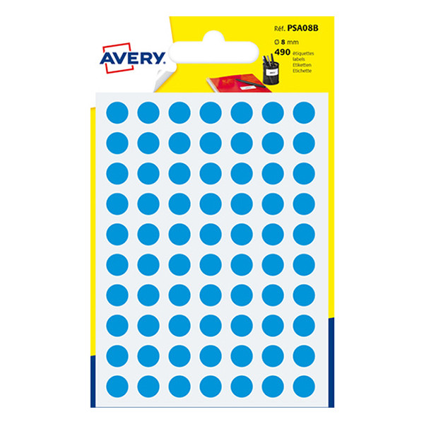 Avery Zweckform PSA08B etiquetas redondas de 8 mm azul claro (490 etiquetas)