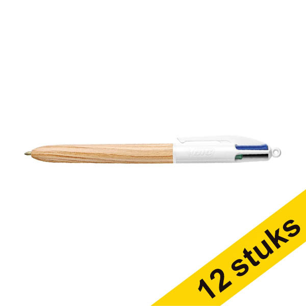 BIC 4 Colours Wood Style bolígrafos retráctiles de 4 colores | Pack 12 uds 279999 - 1
