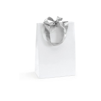 Bolsa de regalo papel charol con lazos (12 x 16 x 7 cm) - Blanca SA12BG 426234
