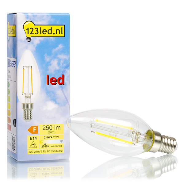 Bombilla LED E14 C35 Luz Cálida Vela Filamento Regulable (2.8W) - 123tinta  LDR01604 - 1