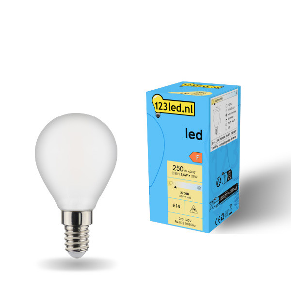 Bombilla LED E14 bola mate regulable 2700K (2,5W) - 123tinta  LDR01908 - 1