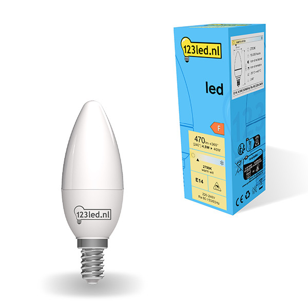 Bombilla LED E14 vela mate luz cálida (4.9W) - 123tinta  LDR01854 - 1