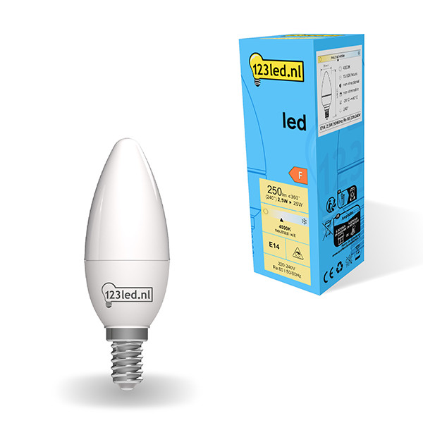 Bombilla LED E14 vela mate luz neutra (2.5W) - 123tinta  LDR01852 - 1