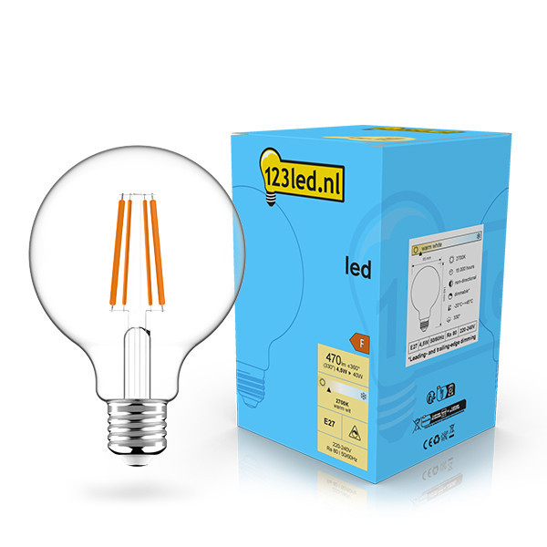 Bombilla LED E27 bola filamento regulable luz cálida (4.5W) - 123tinta LDR02094 - 1