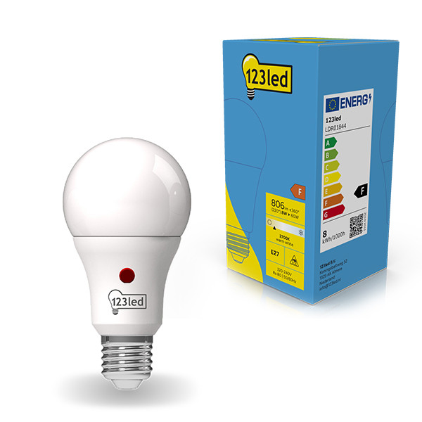 Bombilla LED E27 con sensor de luz mate de 8 W (60 W) - 123tinta LDR01844 - 1