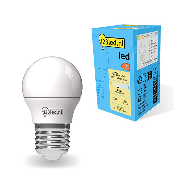 Bombilla LED E27 redonda mate luz cálida (4.9W) -123tinta  LDR01808 - 1
