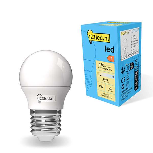 Bombilla LED E27 redonda mate luz cálida (4.9W) - 123tinta  LDR01806 - 1