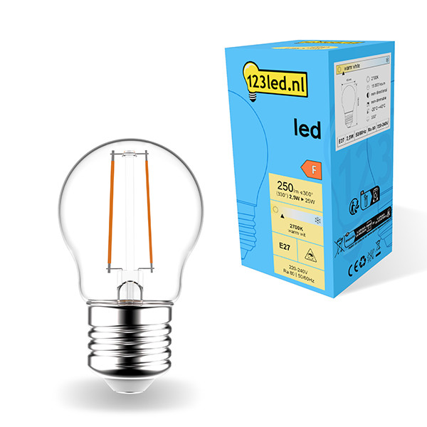 Bombilla LED E27 redonda transparente luz cálida (2,5W) - 123tinta  LDR01822 - 1