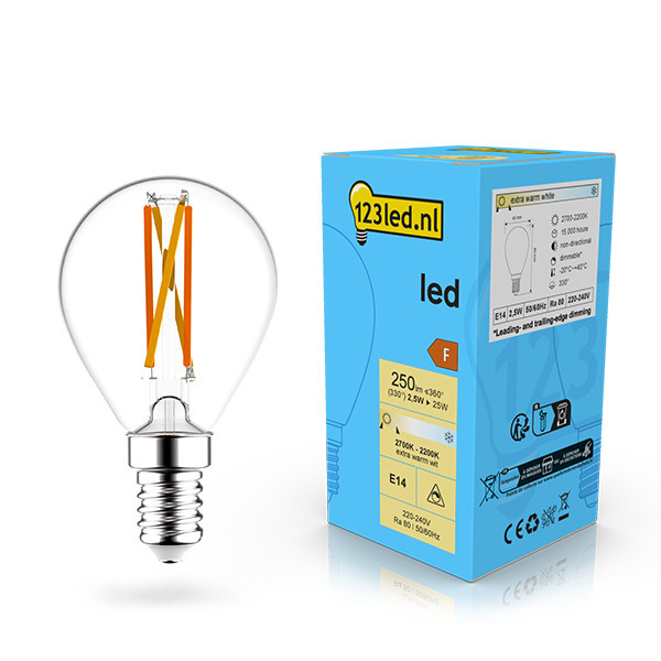 Bombilla LED de filamento E14 regulable en forma de bola (2,5 w) - 123tinta  LDR02070 - 1