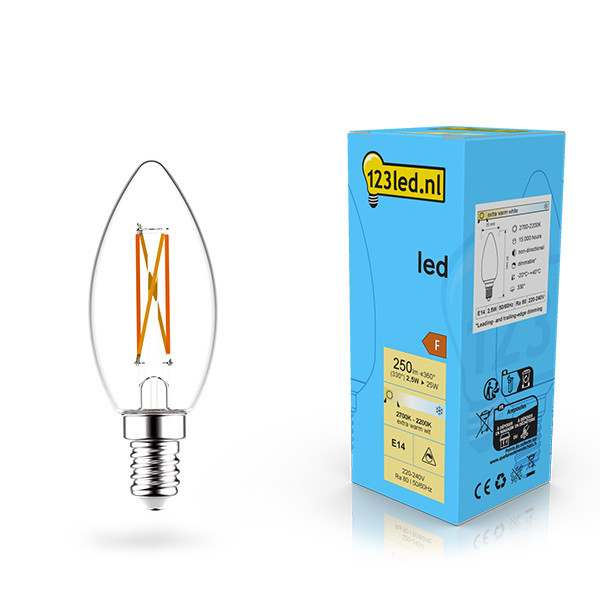 Bombilla LED de filamento E14 vela regulable  (2,5 w) - 123tinta  LDR02068 - 1
