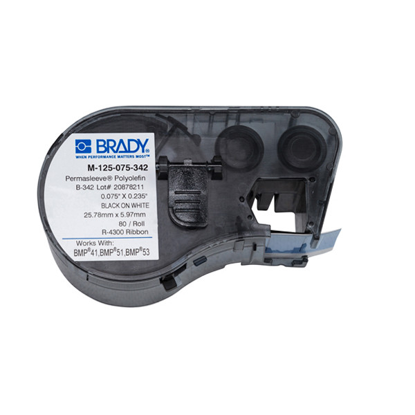 Brady M-125-075-342 cinta termorretráctil negro sobre blanco 19.05 mm x 6.00 mm (original)