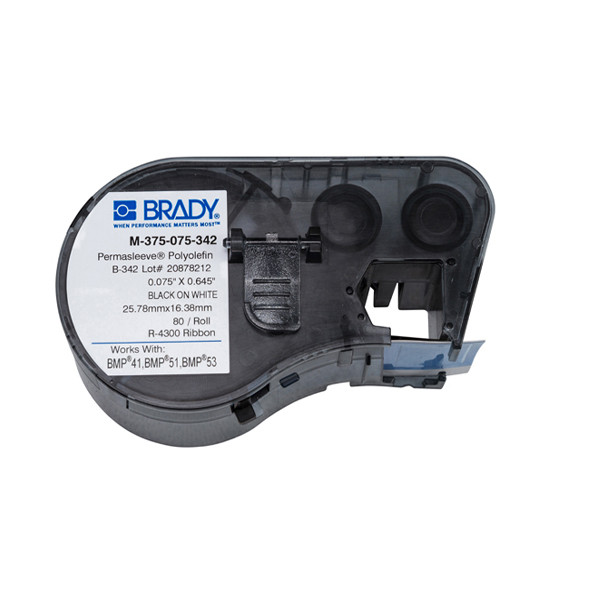 Brady M-375-075-342 cinta termorretráctil negro sobre blanco 19.05 mm x 16.40 mm (original)