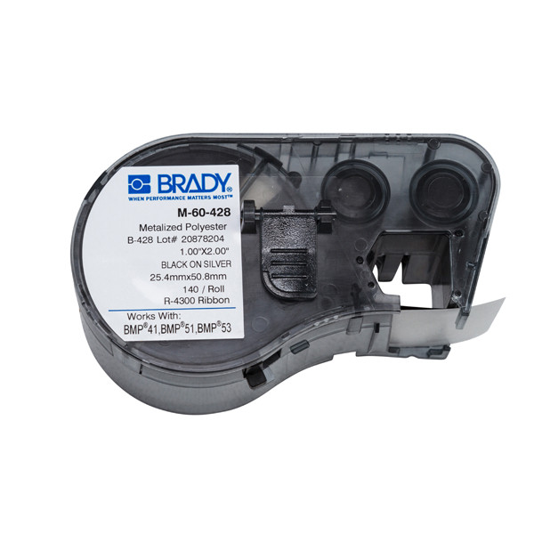 Brady M-60-428 Etiquetas de poliéster metalizado de 25,4 mm x 50,8 mm (original) M-60-428 146134 - 1