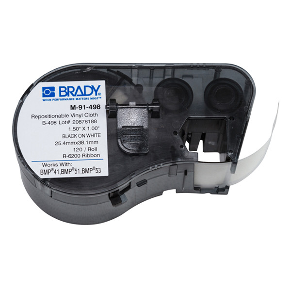 Brady M-91-498 Etiquetas de tela de vinilo reutilizables 25,4 mm x 38,1 mm (original) M-91-498 146044 - 1