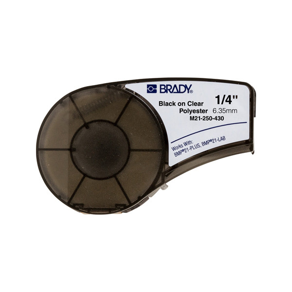Brady M21-250-430 cinta poliéster negro sobre transparente 6,35mm x 6,40m (original) M21-250-430 147156 - 1