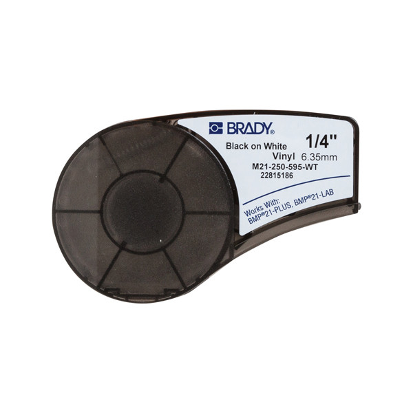 Brady M21-250-595-WT cinta de vinilo negro sobre blanco 6,35 mm x 6,40 m (original) M21-250-595-WT 147160 - 1
